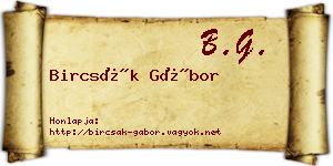 Bircsák Gábor névjegykártya